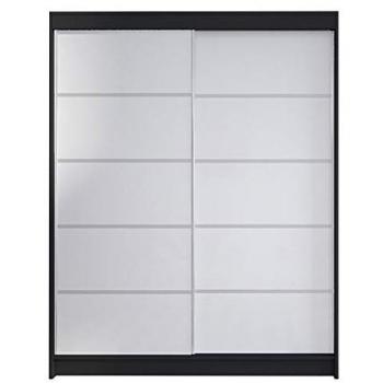 Armario Corredero Atlanta 145 Blanco y Negro, 200 x 150 x 58 cm, con 5 Estantes