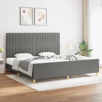 Cama solar sin colchón gris oscuro 200x200 cm con estructura de cama y cabecero de tela gris oscuro Vidaxl