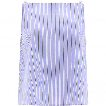 Sacai Women's Striped Top in Light Blue, Size 2, Color 07305458, Sleeveless, Poplin