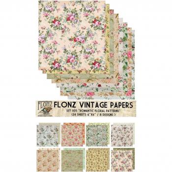 Paper Pack (24sh 6x6) Romantic Vintage Floral Pattern FLONZ Vintage Paper for Scrapbooking and Craft