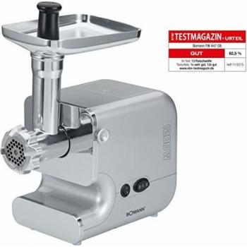 Picadora de Carne Bomann FW 447 CB con Embutidora de Salchichas, Engranaje Metálico, 3 Discos y Potencia de 1200W