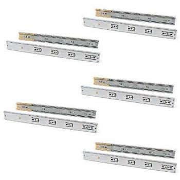 Emuca - Guías laterales para cajones con rodamiento de bolas 45 mm x 550 mm, pack de 5 juegos de guías de extracción total con cierre suave