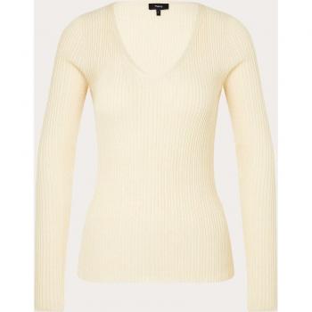 Theory Women's Beige V-neck Wool Sweater, Size M