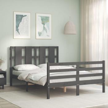 Cabecero gris de madera maciza 140x190 cm Vidaxl
