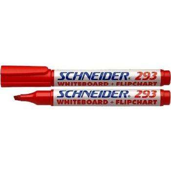 Marcador para Pizarra Blanca y Flipchart Schneider Maxx 293, Punta de Cincel 2-5 mm, Color Rojo, Fabricado con 95% de Plástico Reciclado