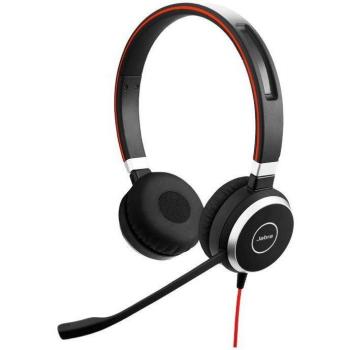 Jabra Evolve 40 UC Stereo Diadema Negra Auriculares Binaurales con Brazo de Micrófono Discreto y Conector de 3.5mm (Modelo 14401-10, sin Control