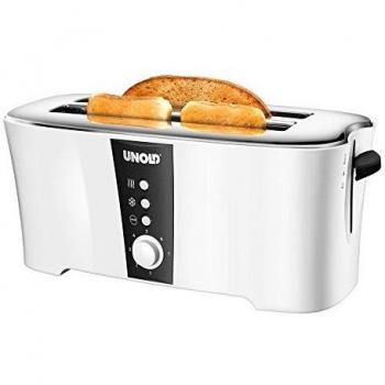 Unold 38020 Diseño Dual, 4 de discos de doble – Tostadora de ranura larga, 1.350 W, wärmeisoliertes Cool-Touch Carcasa, 1350 Watts, color blanco