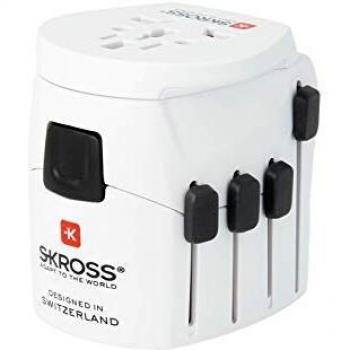 Skross PRO - World Universal Universal Color blanco adaptador de enchufe eléctrico - Adaptador para enchufe