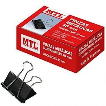 MTL 79163 - Pack de 12 pinzas metal, 40 mm, color negro
