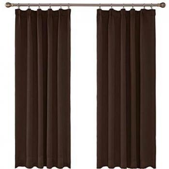 Amazon Brand - Umi Cortinas de Salón Térmicas Aislantes Dormitorio Decoración Ventanas para Habitacion Moderna Fruncido 2 Piezas 132x160cm Marrón