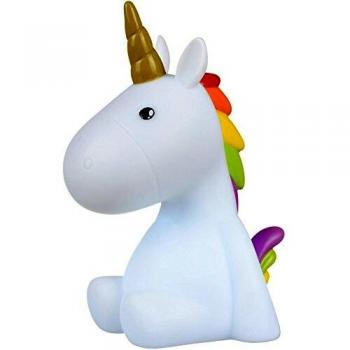Luz nocturna LED con figura de unicornio blanco, cambia de color