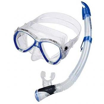 SEAC Set Elba Valve et de Snorkel con máscara subacuática y Tubo con válvula para la Purga de Agua, Adultos Unisex, Azul