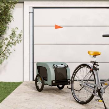 Remolque de bicicleta para mascotas de hierro y tela Oxford gris y negro