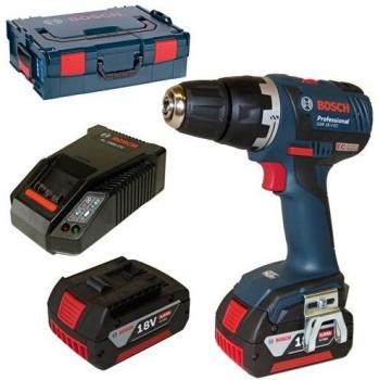 Bosch Professional GSR 18 V-EC - Taladro atornillador a batería 2 baterías x 4 Ah, cargador rápido, L-BOXX 18 V, motor EC