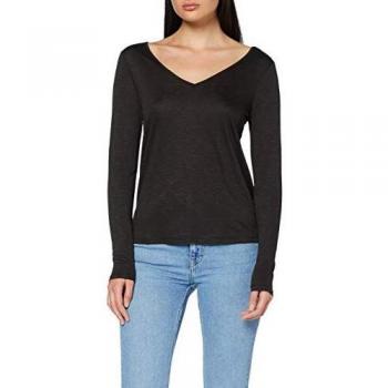 Vila NOS VINOEL L/S V-Neck T-Shirt-Noos Camiseta, Negro, S para Mujer
