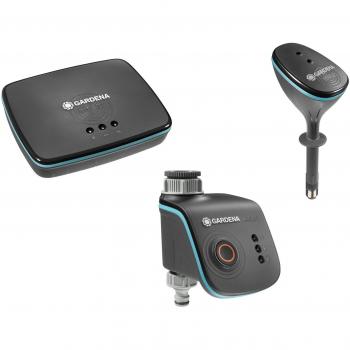 Set de Sensores Inteligentes Gardena para Control de Riego con Gestión Smart, Plástico, Incluye Controlador y App, Protección contra Heladas (19102-20)