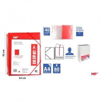 Carpeta Clasificadora con Espiral y Goma de Cierre, Fundas Transparentes de Plástico A4, 24x31cm, Portada Personalizable, Uso Académico y Oficina para Organizar Documentos y Arch