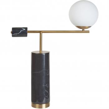 Lámpara de mesa moderna con base de mármol negro y dorado, pantalla de vidrio, 65 cm