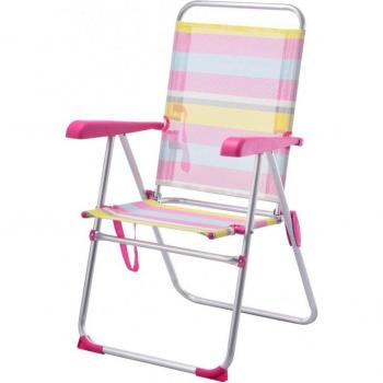 Silla de Playa Plegable y Reclinable de 5 Posiciones de Aluminio y textileno 55,5X42X58/99CM ARCO IRIS MUNDI PACK 2 SILLAS PLEGABLE