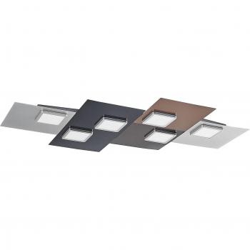 Plafón de techo Lindby Upari, moderno, 6 luces, 100 cm de largo, acero negro, GX53 para salón y comedor