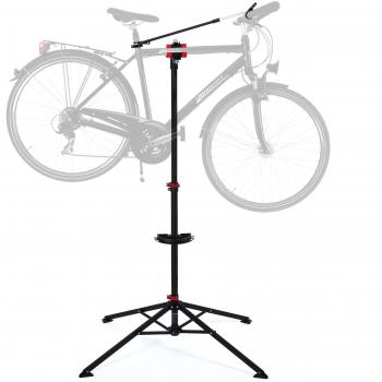 Ultrasport Soporte de montaje para bicicletas, bicicletas montaña bicicletas hasta 30 kg, incl. herramientas + compartimento magnético, giratorio 360°, retención liberación rápida pintura, Negro/Rojo