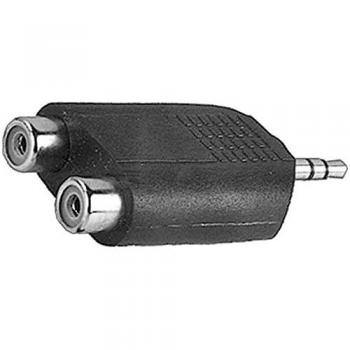 Adaptador de audio E+P GS 17, 3.5mm a 2 x RCA, Masculino/Femenino, Negro