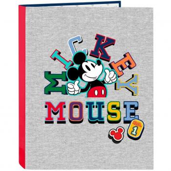 Carpeta Portafolio Mickey Mouse - 4 Anillas Mixtas - Diseño 'Only One' de Safta - Tapas Duras Forradas, Cierre con Gomas Elásticas, Licencia Oficial Disney,
