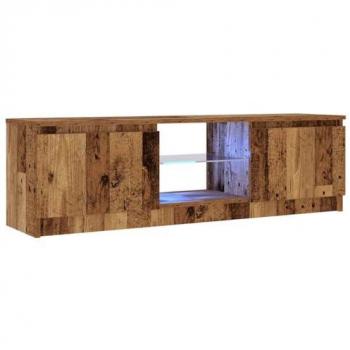 Mueble TV con luces LED de madera ingeniería envejecida 120x30x36 cm