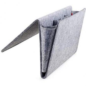 Kikkerland - Bolsa de Cama, Fieltro, Color Gris, 42 x 21,5 x 2,5 cm