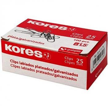 Kores 471175 Caja de Clips Galvanizados, Plateado, Nº 1.5