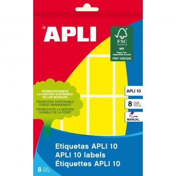 Apli Etiquetas Adhesivas Amarillas 25 x 40 mm, Paquete de 8 Hojas, Referencia 2754