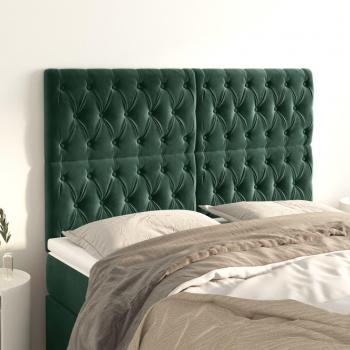 Cabeceros de Terciopelo Verde Oscuro 4 Unidades 80x7x78/88 cm