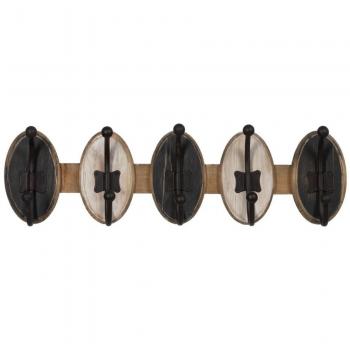 Perchero de Pared Bigbuy Home - Modelo Madera de Abeto - Percha Negro - 5 Colgadores - 61 X 12,5 X 17 Cm