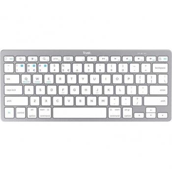 Teclado Inalámbrico Trust Basics Slim Bluetooth Compacto Color Blanco/Plata Modelo 24654