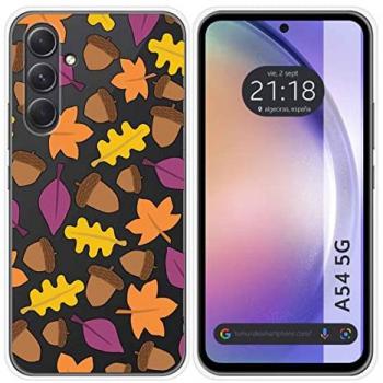 Funda Silicona Transparente Personalizada para Samsung Galaxy A54 5G con Diseño de Otoño y Dibujos