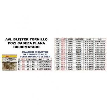 Avl blister tornillo pozi c-plana 4,5x40 bicromatado 3230