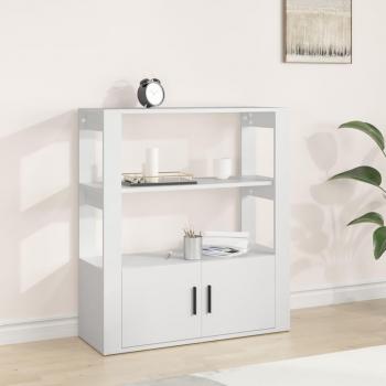 Aparador de madera contrachapada blanco 80x30x90 cm - Mueble de Almacenaje de Salón, Buffet para salón, Armario Auxiliar, Armario de Almacenamiento