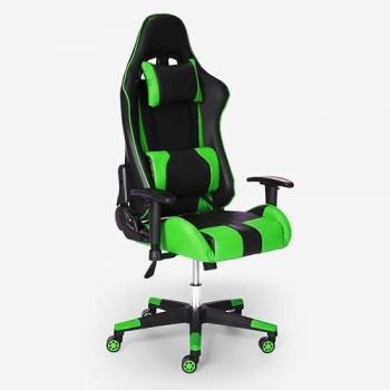 Silla gaming ergonómica Adelaide Emerald con reposabrazos y cojines ajustables