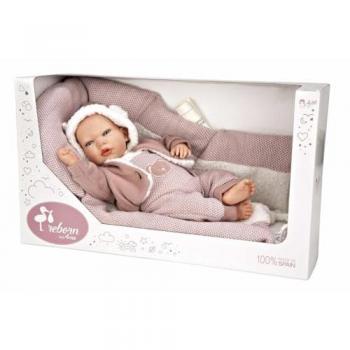 Muñeca Reborn 40 cm Gadea rosa con manta