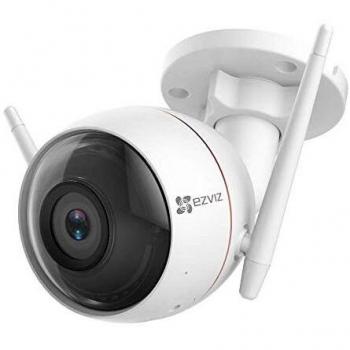 Ezviz camara de vigilancia exterior camara ip wifi camara de seguridad vision nocturna 30m luz estroboscopica y sirena resistente al exterior wifi 24g compatible con alexa ctq3w 1080p