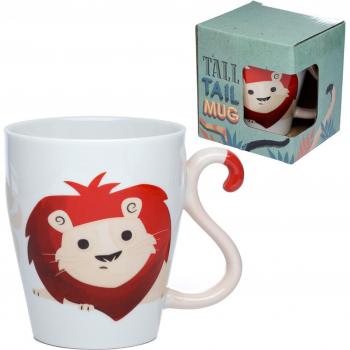 Taza de Porcelana Puckator con Asa en Forma de Cola de León - Zooniverso Producto Oficial - Ideal para Regalos - Categoría: Vasos, Tazas y Platillos