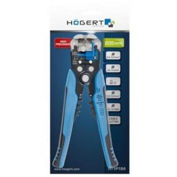 Pinza pelacables Hogert Technik HT1P184, herramienta de corte y pelado de cables con mango ergonómico, construcción robusta, capacidad para pelar cables de diferentes tamaños, diseño compacto y ligero