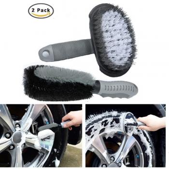 MATCC 2 pcs Cepillos Rueda Cepillos para Llantas Cepillos para Coche Bicicleta Cepillo para Borde Tapacubos Cepillo de Suave Aleación Herramiento Portátil de Limpieza