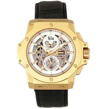 Reign Commodus Gold/Silver Automatic Skeleton Leather-Band Watch