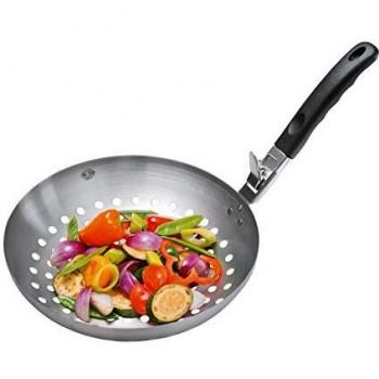 Wok BBQ para verduras con mango desmontable de acero inoxidable Gefu 28 cm