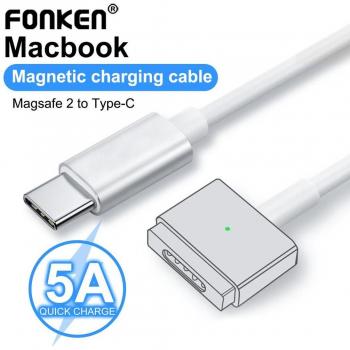 Adaptador de carga Fonken USB-C hembra a Magsafe 2 para Macbook Pro Air, 100W, cable de 1.8M, color blanco