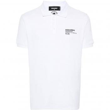 Dsquared2 Men's Logo Cotton Polo Shirt - White, Size Small, Short Sleeve