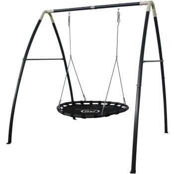 Pórtico Metálico con Columpio Nido de Pájaros para Niños - 238x210x218 cm - Color Antracita/Crema