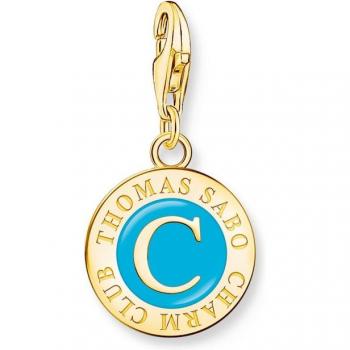 Thomas Sabo Charm Club Charmista Luxury Turquoise Coin Charm - Sterling Silver / Gold Plated / Enamel Female