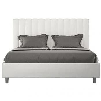 Cama Tapizada Sin Somier Agueda 160x190 Simil Piel Blanca